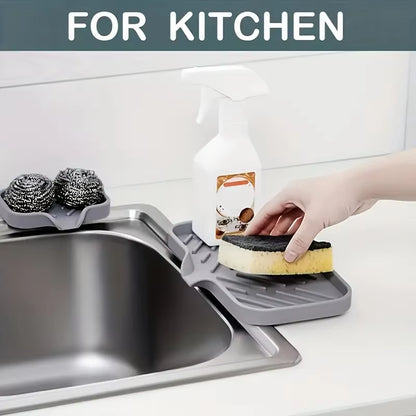 Silicone Faucet Mat Kitchen Sink Tray Soap Dispenser Sponge Drain Pad Sink Splashdrying Mat Countertop Storage Tray Soaptray