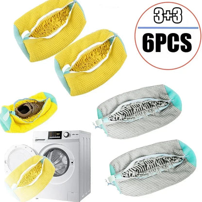 1-6PCS Shoes Washing Bag for Washing Machine Plush Fluffy Fibers Easily Remove Dirt Laundry Bags Anti-Deformation Home Organizer