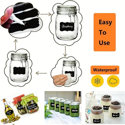 120Pcs/Roll 3 Styles Removable Blackboard Stickers with Erasable Pen Waterproof Chalkboard Labels 1.4*2.2In for Home & Kitchen